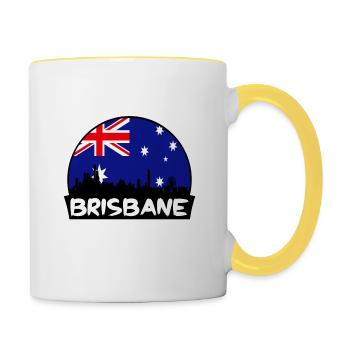 Brisbane Australien Flagge Skyline Silhouette Reisen - Tasse zweifarbig - Weiß/Gelb - Rechts