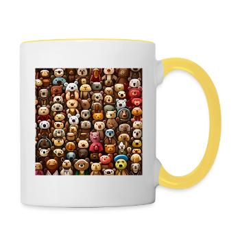 Motif d’ours en peluche en peluche - Mug contrasté - blanc/jaune - Droite
