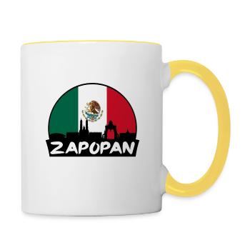 Zapopan Mexique Flag Skyline Silhouette Voyage - Mug contrasté - blanc/jaune - Droite