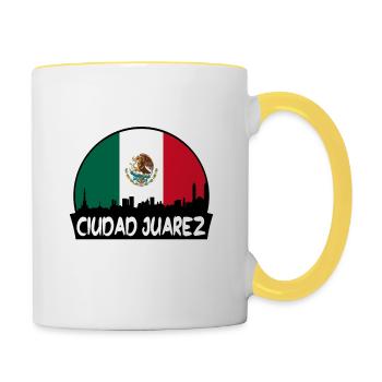 Ciudad Juarez Mexique Drapeau Horizon Silhouette Trave - Mug contrasté - blanc/jaune - Droite
