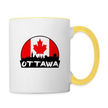 Ottawa Canada Drapeau Skyline Silhouette Voyage - Mug contrasté - blanc/jaune - Droite