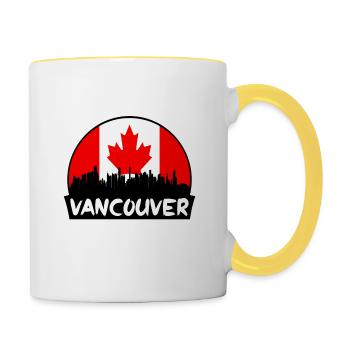 Vancouver Canada Drapeau Skyline Silhouette Voyage - Mug contrasté - blanc/jaune - Droite
