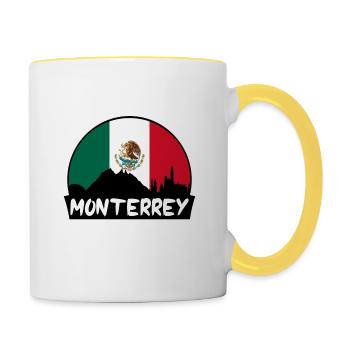 Monterrey Mexiko Flagge Skyline Silhouette Reisen - Tasse zweifarbig - Weiß/Gelb - Rechts