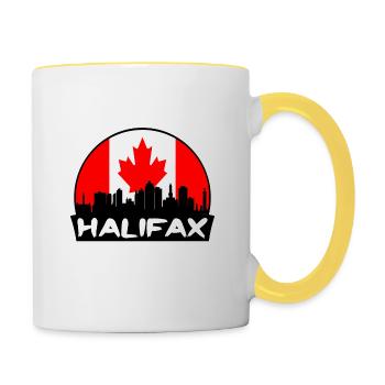 Halifax Kanada Flagge Skyline Silhouette Reisen - Tasse zweifarbig - Weiß/Gelb - Rechts