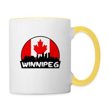 Winnipeg Canada Flag Skyline Silhouette Travel - Contrasting Mug - white/yellow - Right