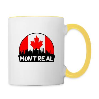 Montreal Canada Flag Skyline Silhouette Travel - Contrasting Mug - white/yellow - Right