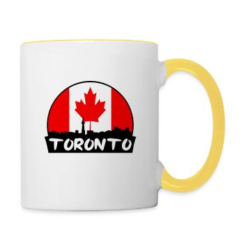 Toronto Kanada Flagge Skyline Silhouette Reisen - Tasse zweifarbig - Weiß/Gelb - Rechts