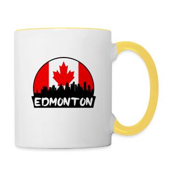 Edmonton Canada Flag Skyline Silhouette Travel - Mug contrasté - blanc/jaune - Droite
