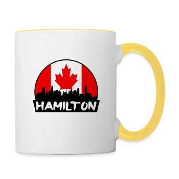 Hamilton Canada Flag Skyline Silhouette Travel - Contrasting Mug - white/yellow - Right