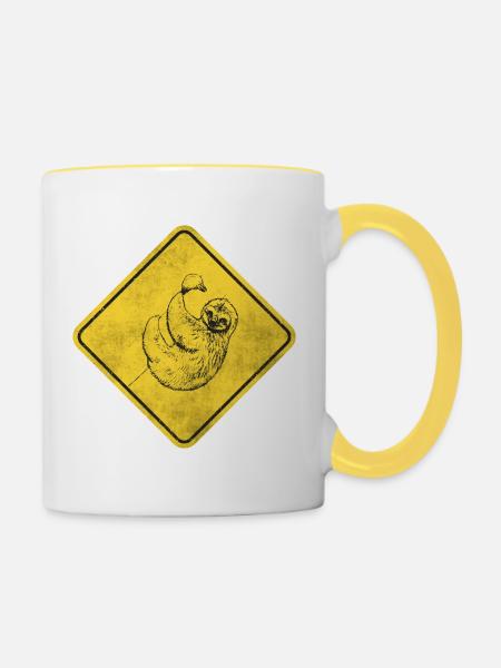Faultier - Tasse zweifarbig - Weiß/Gelb