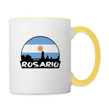 Rosario Argentinien Flagge Skyline Silhouette Reisen - Tasse zweifarbig - Weiß/Gelb - Rechts