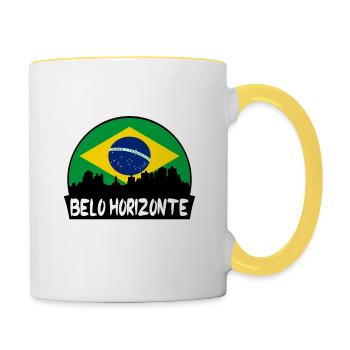 Belo Horizonte Brazil Flag Skyline Silhouette Trav - Contrasting Mug - white/yellow - Right