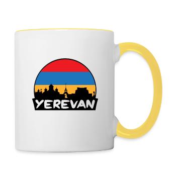 Erevan Arménie Flag Skyline Silhouette Voyage - Mug contrasté - blanc/jaune - Droite