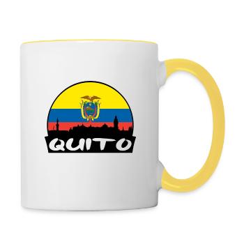 Quito Equador Flagge Skyline Silhouette Travel - Tasse zweifarbig - Weiß/Gelb - Rechts