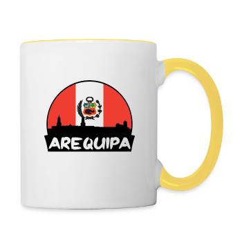 Arequipa Peru Flagge Skyline Silhouette Reisen - Tasse zweifarbig - Weiß/Gelb - Rechts