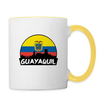 Guayaquil Equador Flagge Skyline Silhouette Reisen - Tasse zweifarbig - Weiß/Gelb - Rechts