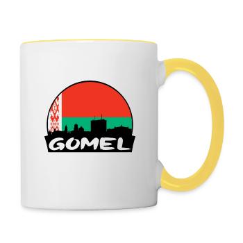 Gomel Belarus Flag Skyline Silhouette Travel - Contrasting Mug - white/yellow - Right