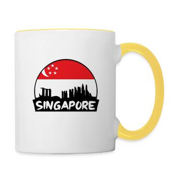 Singapur Singapur Flagge Skyline Silhouette Reisen - Tasse zweifarbig - Weiß/Gelb - Rechts