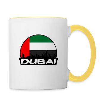 Dubai Uae Flag Skyline Silhouette Travel - Contrasting Mug - white/yellow - Right