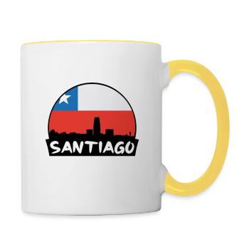 Santiago Chile Flagge Skyline Silhouette Reisen - Tasse zweifarbig - Weiß/Gelb - Rechts
