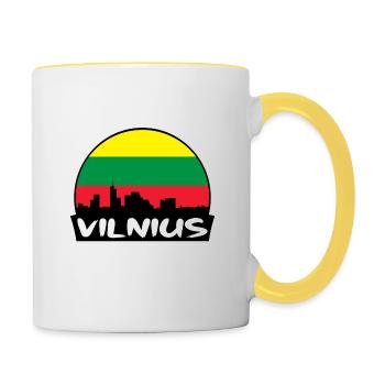 Vilnius Lituanie Flag Skyline Silhouette Voyage - Mug contrasté - blanc/jaune - Droite