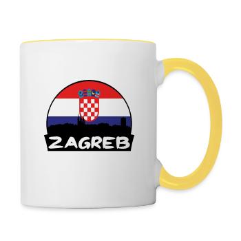 Zagreb Croatie Flag Skyline Silhouette Voyage - Mug contrasté - blanc/jaune - Droite