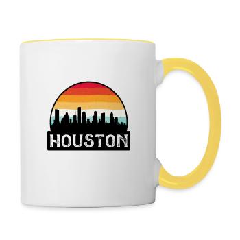 Houston Texas USA Flag Skyline Travel Souvenir - Contrasting Mug - white/yellow - Right