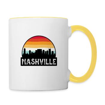 Nashville Tennessee USA Flagge Skyline Reisen Souven - Tasse zweifarbig - Weiß/Gelb - Rechts