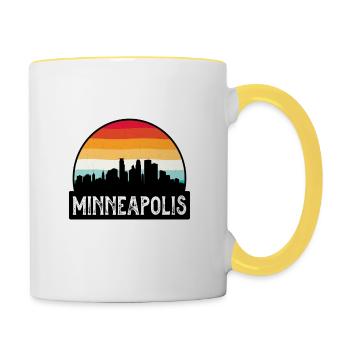 Minneapolis Minnesota USA Flagge Skyline Reisen Souv - Tasse zweifarbig - Weiß/Gelb - Rechts