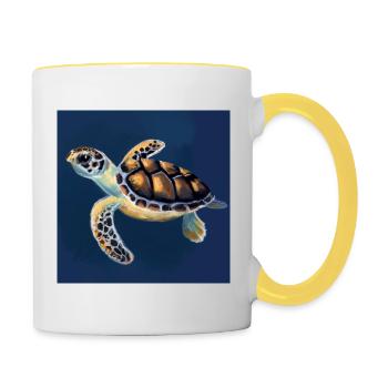 Tortue de mer - Mug contrasté - blanc/jaune - Droite