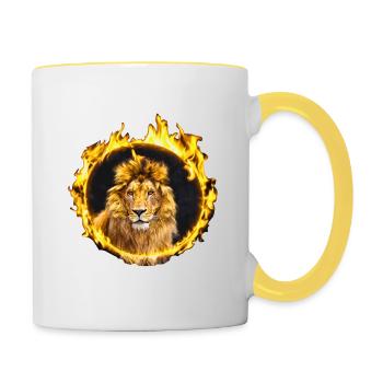 Löwe im Ring - Tasse zweifarbig - Weiß/Gelb - Rechts