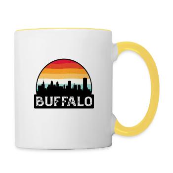 Buffalo New York USA Flag Skyline Travel Souvenir - Contrasting Mug - white/yellow - Right