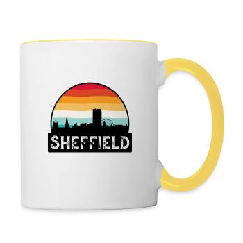 Sheffield England Flag Skyline Souvenir de voyage - Mug contrasté - blanc/jaune - Droite