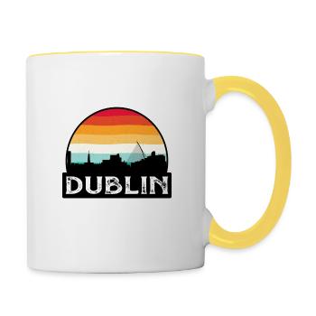 Dublin Irlande Flag Skyline Souvenir de voyage - Mug contrasté - blanc/jaune - Droite
