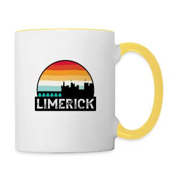 Limerick Irlande Flag Skyline Souvenir de voyage - Mug contrasté - blanc/jaune - Droite