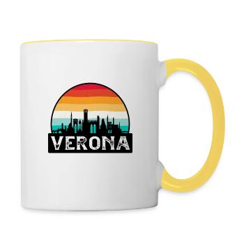 Vérone Italie Flag Skyline Souvenir de voyage - Mug contrasté - blanc/jaune - Droite