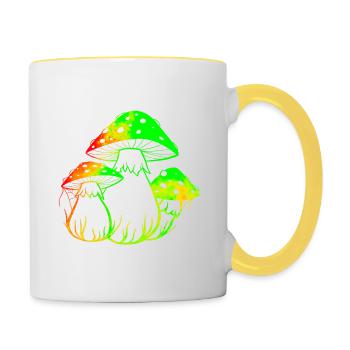 Champignons fluos - Mug contrasté - blanc/jaune - Droite