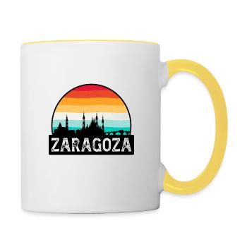 Zaragoza Spanien Flagge Skyline Reise-Souvenir - Tasse zweifarbig - Weiß/Gelb - Rechts