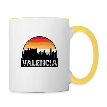 Valencia Spain Flag Skyline Travel Souvenir - Contrasting Mug - white/yellow - Right