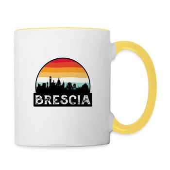 Brescia Italie Flag Skyline Souvenir de voyage - Mug contrasté - blanc/jaune - Droite