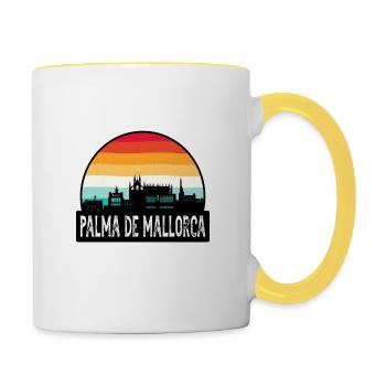Palma de Mallorca Spanien Flagge Skyline Travel Souven - Tasse zweifarbig - Weiß/Gelb - Rechts