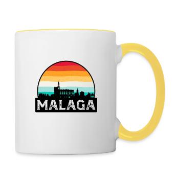 Málaga Spanien Flagge Skyline Reisesouvenir - Tasse zweifarbig - Weiß/Gelb - Rechts