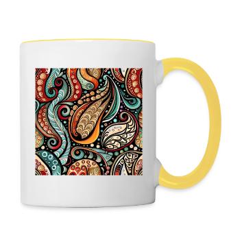 Zentangle Paisley Pattern - Contrasting Mug - white/yellow - Right