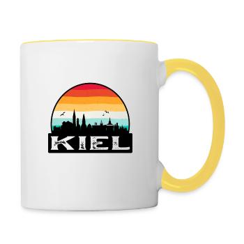 Kiel Germany Flag Skyline Travel Souvenir - Contrasting Mug - white/yellow - Right