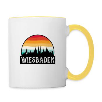 Wiesbaden Deutschland Flagge Skyline Reise Souvenir - Tasse zweifarbig - Weiß/Gelb - Rechts