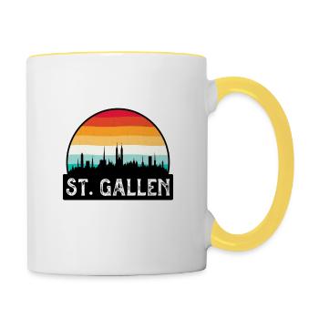 Saint-Gall Suisse Flag Skyline Travel Souveni - Mug contrasté - blanc/jaune - Droite
