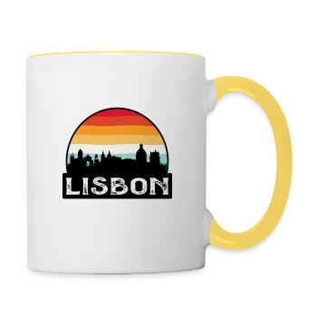 Lisbon Portugal Flag Skyline Travel Souvenir - Contrasting Mug - white/yellow - Right