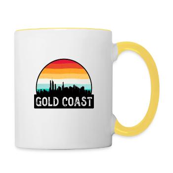 Gold Coast Australien Flagge Skyline Reise-Souvenir - Tasse zweifarbig - Weiß/Gelb - Rechts