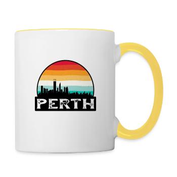 Perth Australia Flag Skyline Souvenir de voyage - Mug contrasté - blanc/jaune - Droite