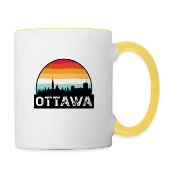 Souvenir de voyage de la ligne d’horizon du drapeau du Canada d’Ottawa - Mug contrasté - blanc/jaune - Droite